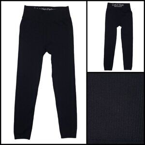 Calvin Klein Performance Ribbed Leggings High Waist Workout Black Size M EUC